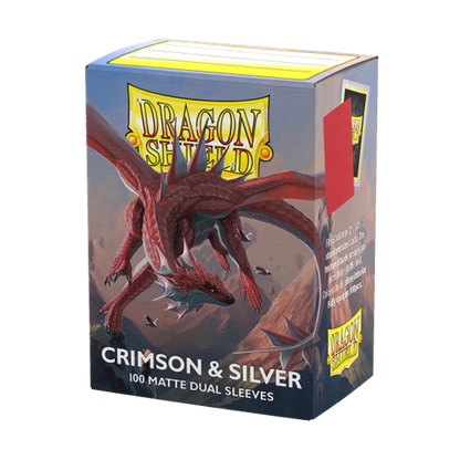 Dragon Shield Sleeves DUal Matte Crimson and Silver 100ct