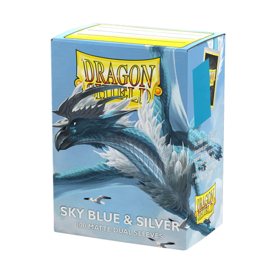 Dragon Shield Sleeves Dual Matte Sky Blue and Silver 100ct
