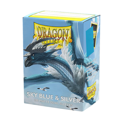 Dragon Shield Sleeves Dual Matte Sky Blue and Silver 100ct