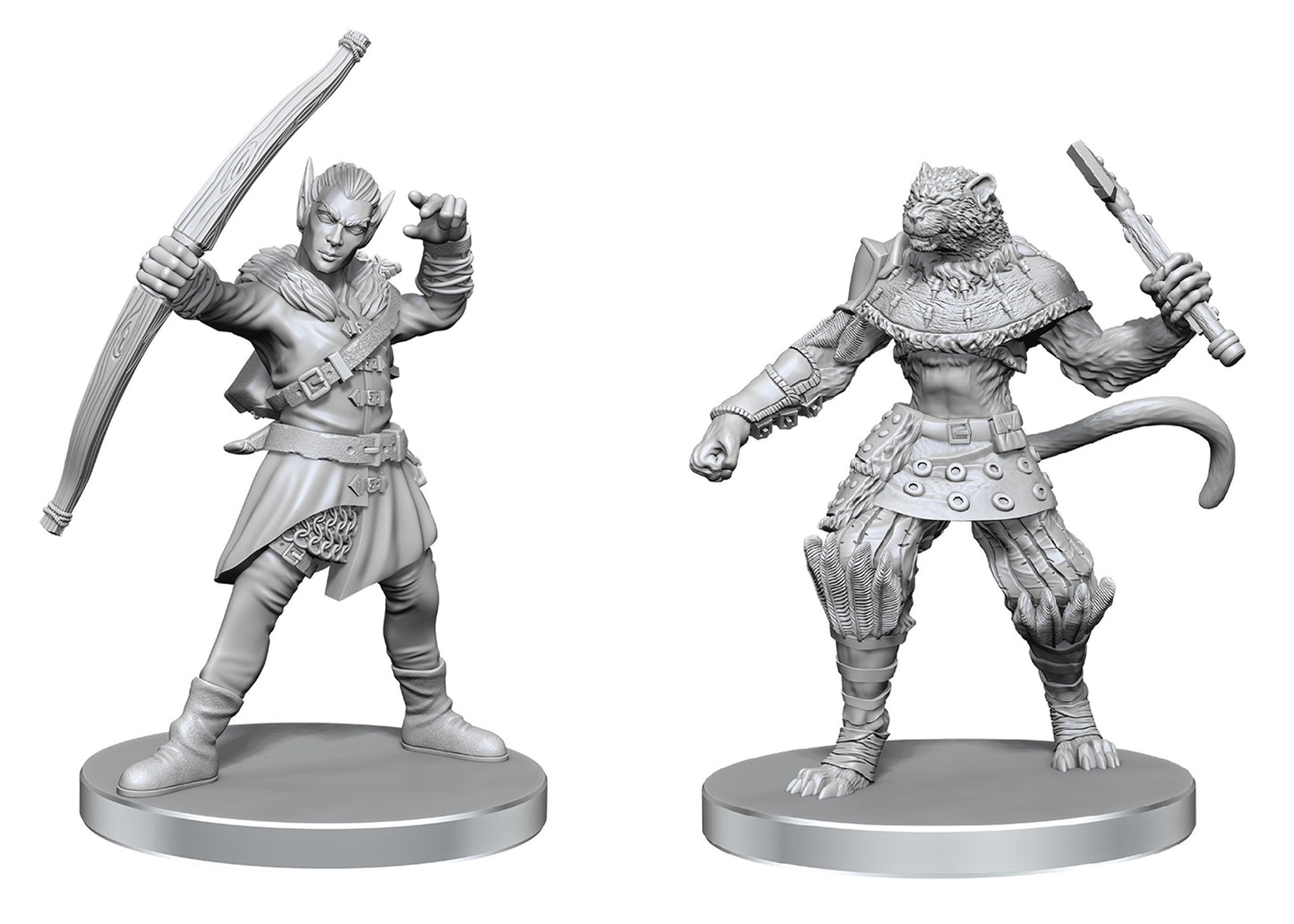 PF MINIATURES NON PEINTES WV26 CHASSEUR D'ELFES ET BANDIT FÉLIN