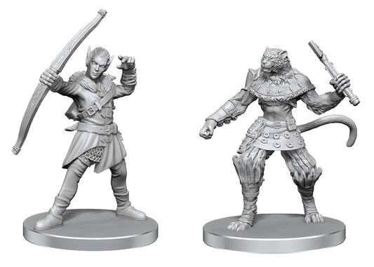 PF UNPAINTED MINIS WV26 ELF HUNTER & CATFOLK BANDIT