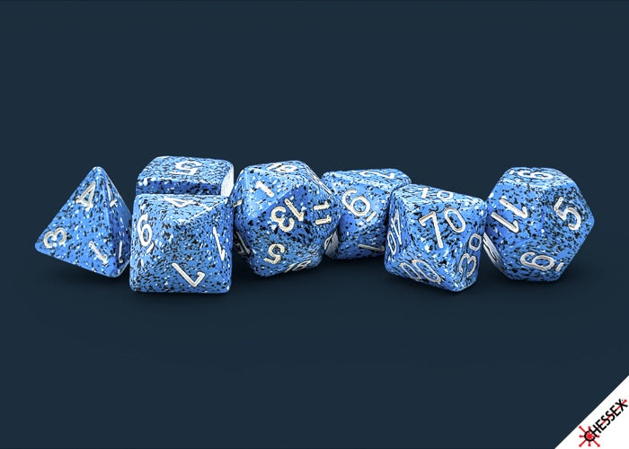 Speckled 7-die Set Polyhedral Ocean Stone