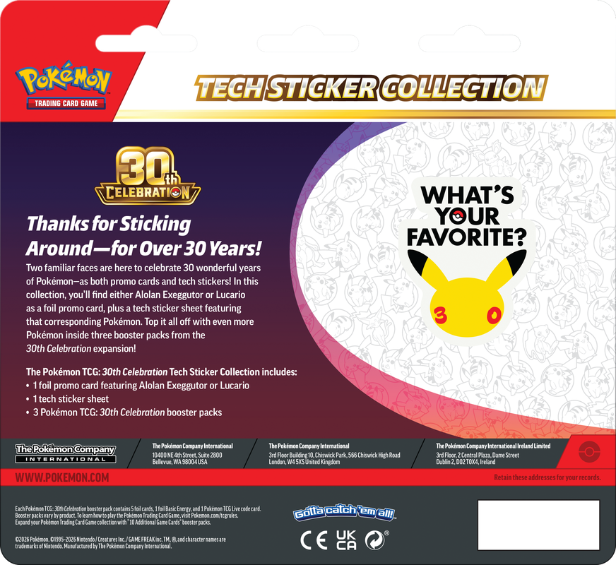 Pokemon 30th Celebration Tech Sticker Collection Lucario (EN)