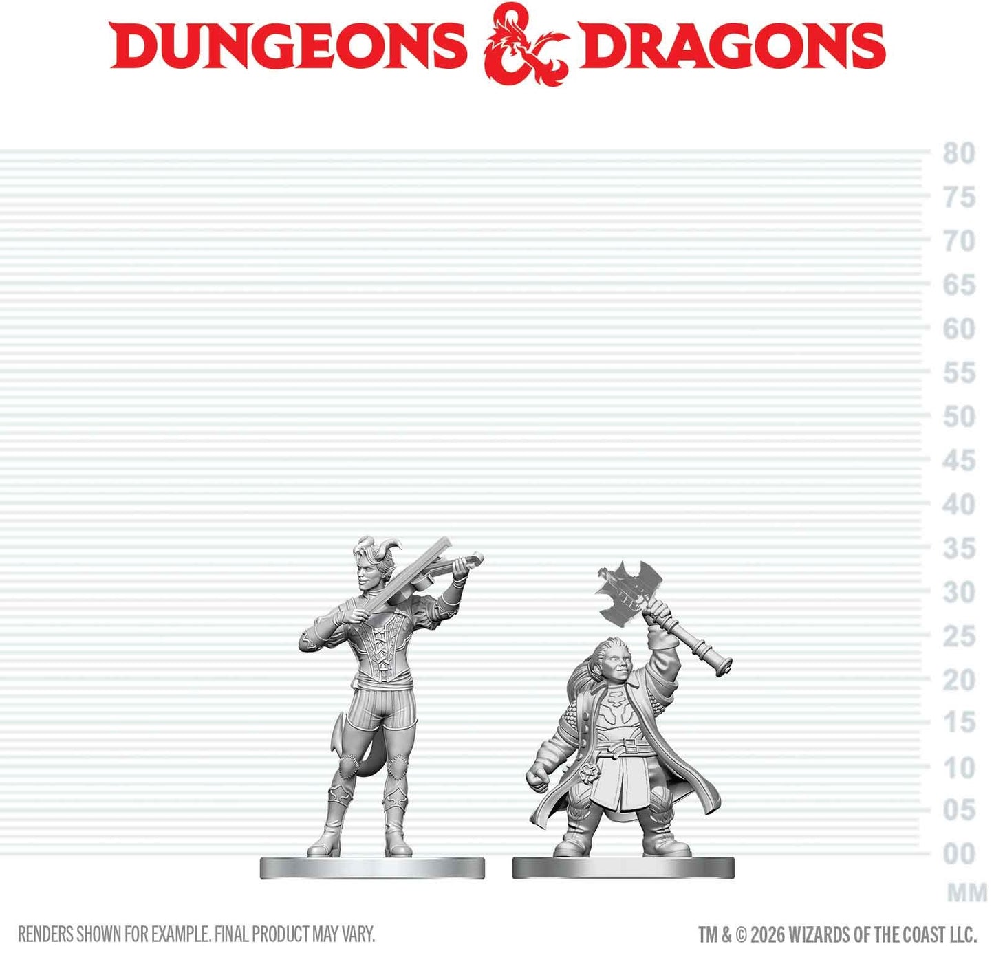 D&D Unpainted Minis Wv29 Tiefling Bard & Dwarf Cleric
