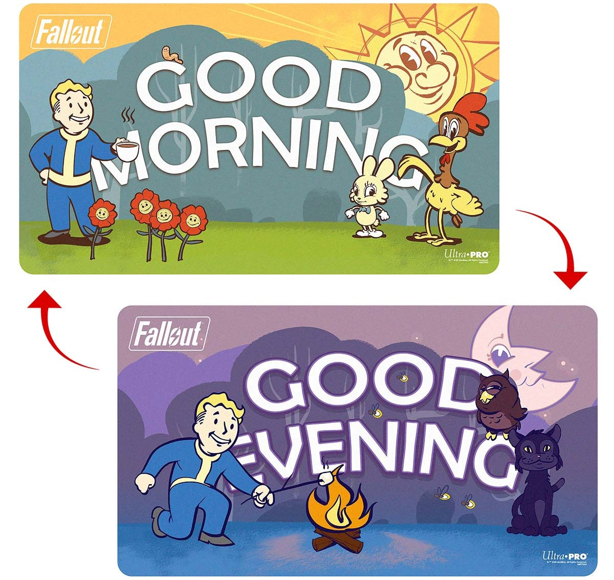 Up Playmat Fallout Vault Boy Good Morning/good Evening Double Sided