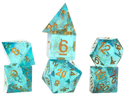 Sirius Dice Sharp-Edged Aqua Fairy 7-Die Set