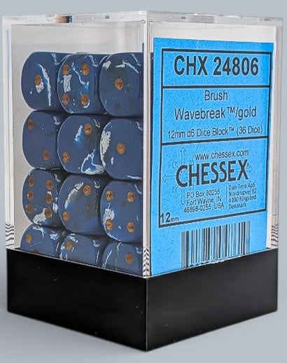 Chessex Brush™ Wavebreak™/gold 12mm Dice Block™ (24806)