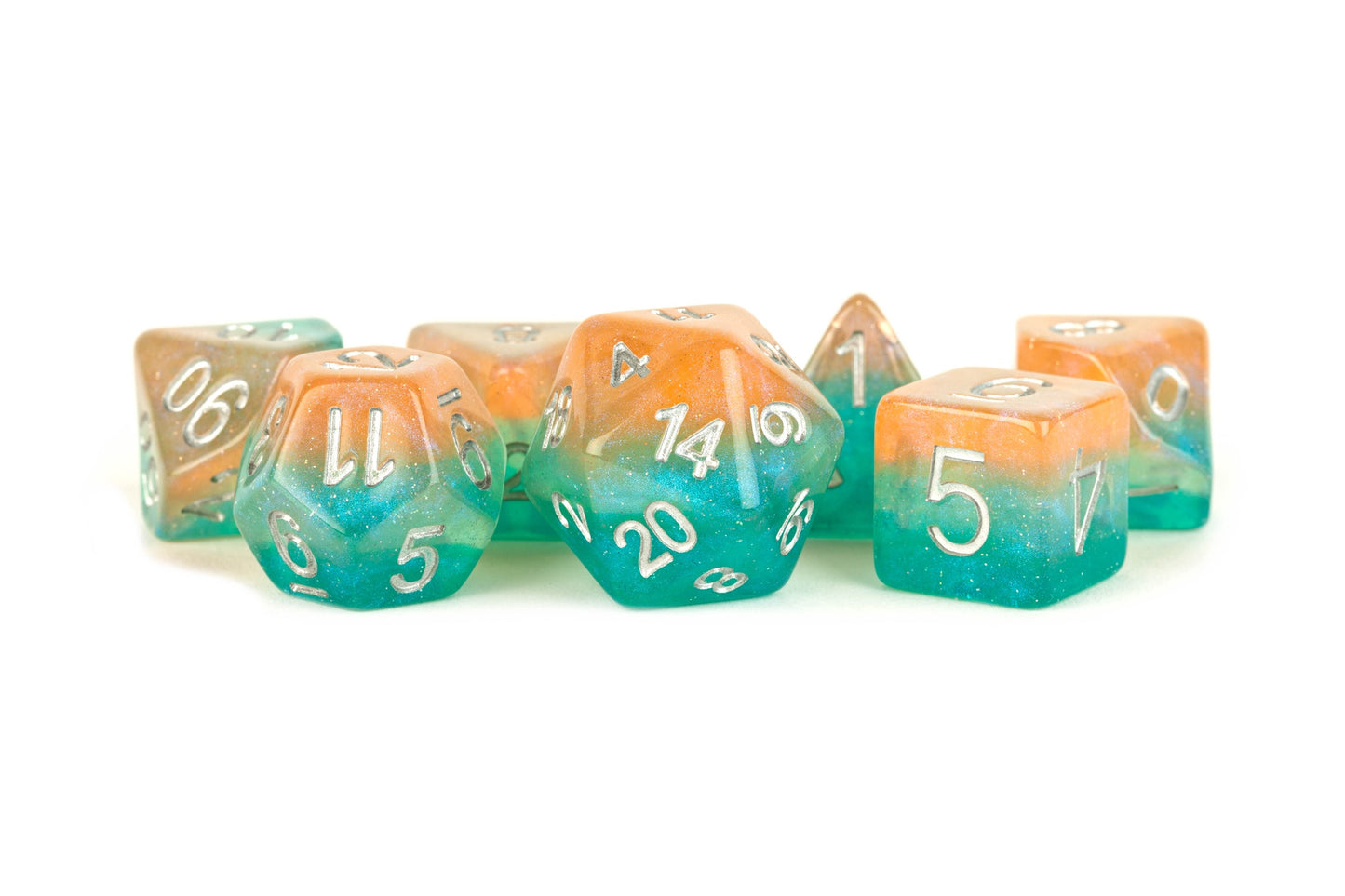 Resin 7 Dice Set Layered Stardust Sunset 16Mm