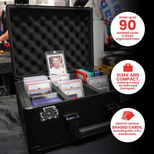 Er Red Aluminum Graded Card Storage Box 3 Rows Tsa Lock