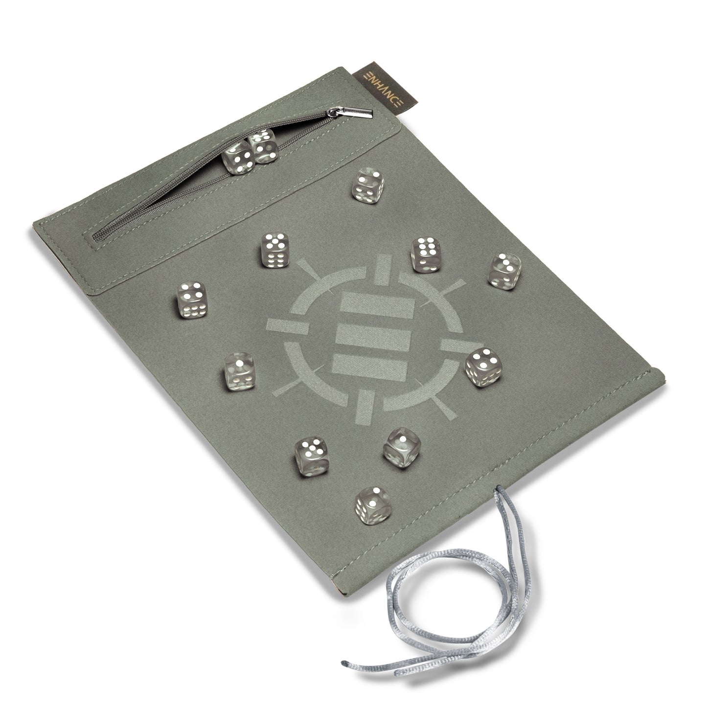 Acrylic Dice Set & Rolling Mat Silver