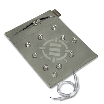 Acrylic Dice Set & Rolling Mat Silver