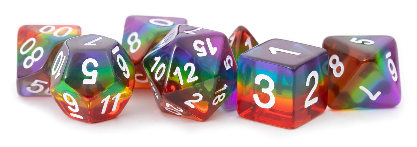 Resin 7 Dice Set Translucent Rainbow 16Mm