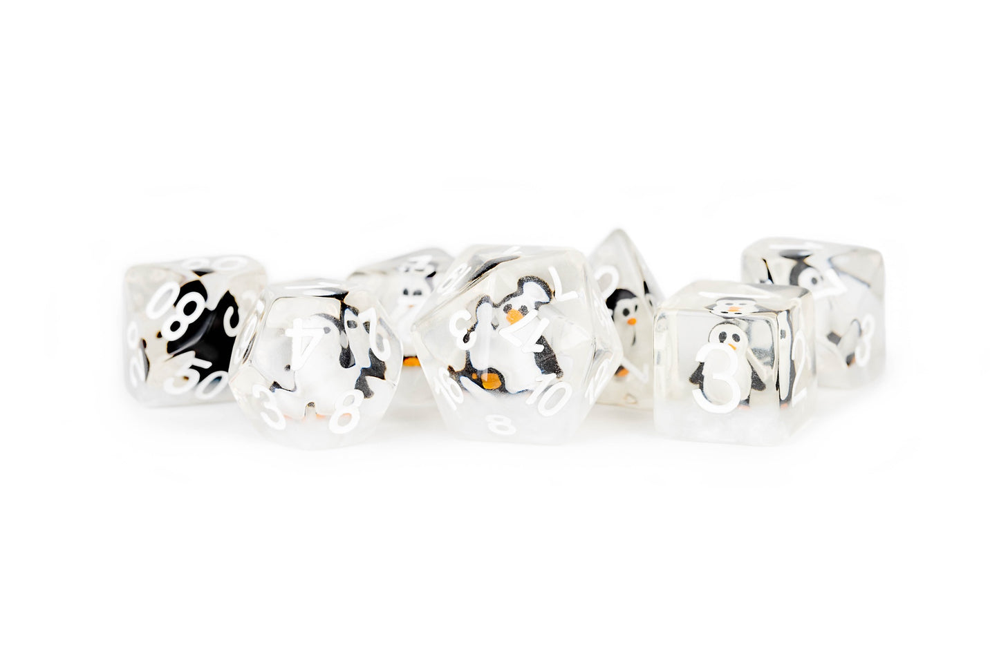 Resin 7 Dice Set Penguin Inclusion 16mm