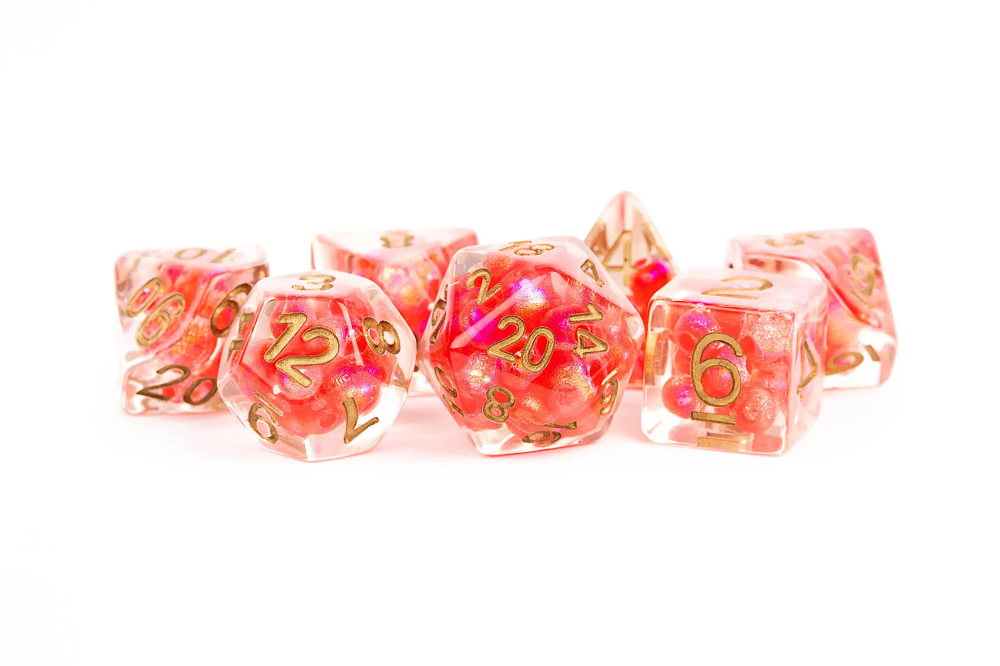 Resin 7 Dice Set Pearl Red W/ Copper 16mm