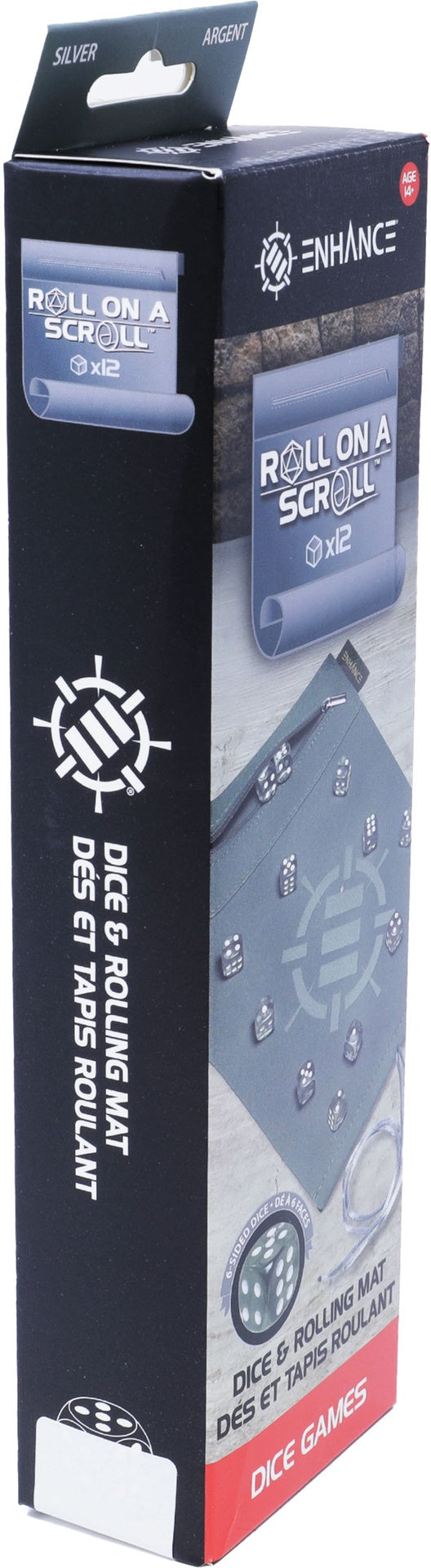 Acrylic Dice Set & Rolling Mat Silver
