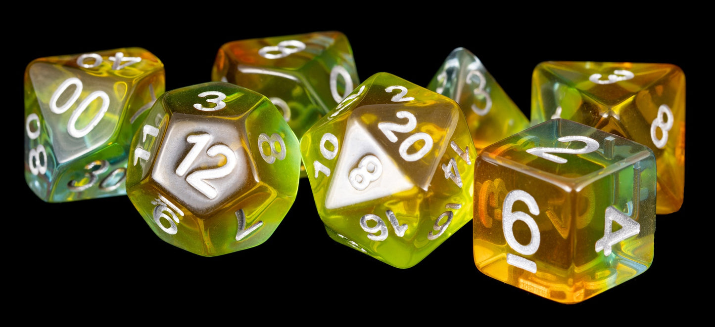 Resin 7 Dice Set Yellow Aurora 16Mm