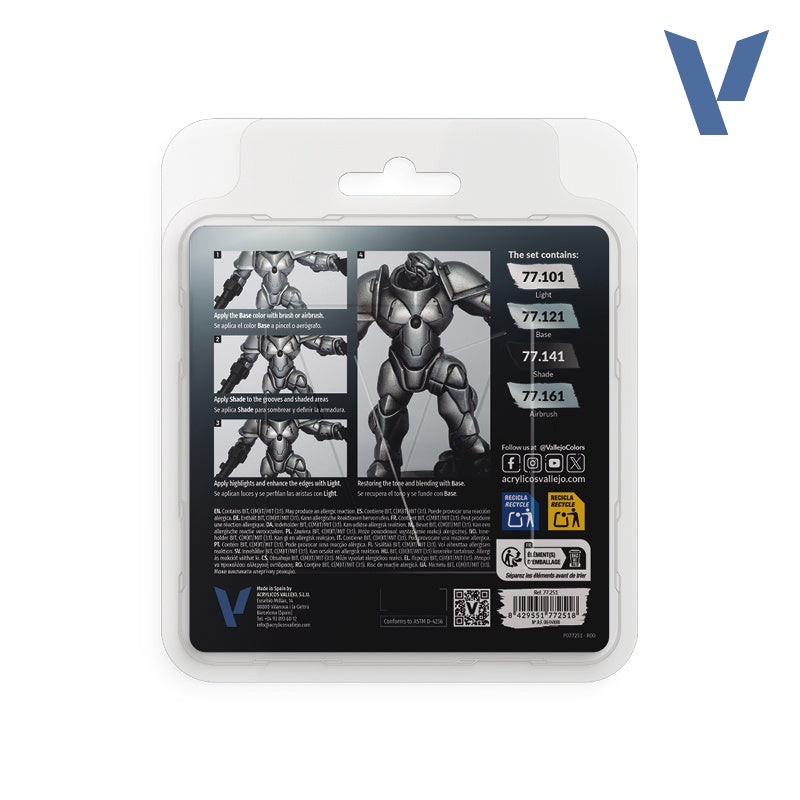 Vallejo: True Metallic Metal Sterling Silver Paint Set