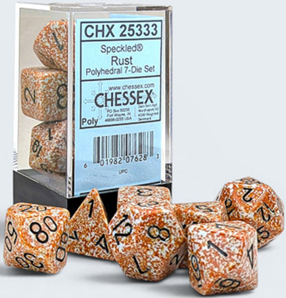 Speckled 7-die Set Polyhedral Rust
