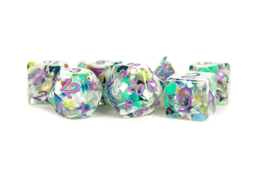 Resin 7 Dice Set Recycled Dice W/Purple 16Mm