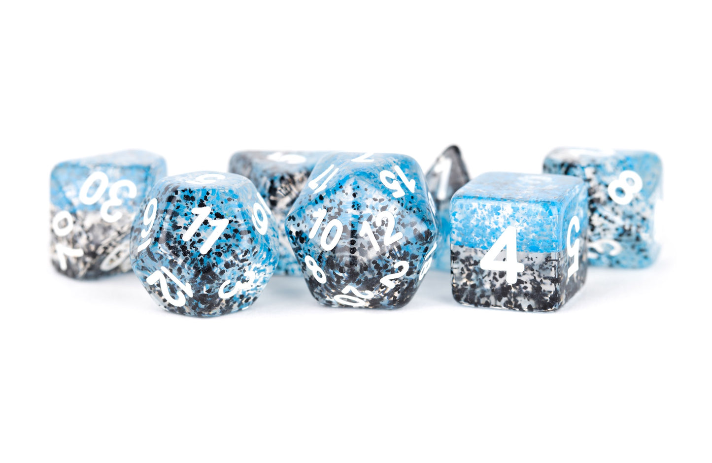 Resin 7 Dice Set Particle Blue/Black 16Mm
