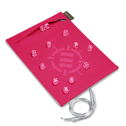 Acrylic Dice Set & Rolling Mat Pink