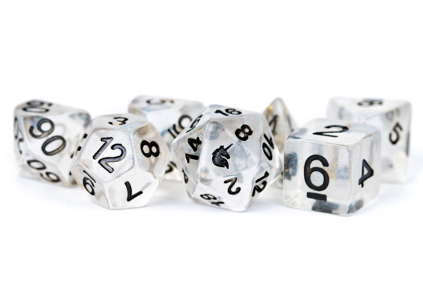 Resin 7 Dice Set Unicorn Ice 16mm