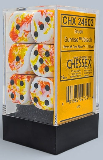 Chessex Brush™ Sunrise™/black 16mm Dice Block™ (24603)