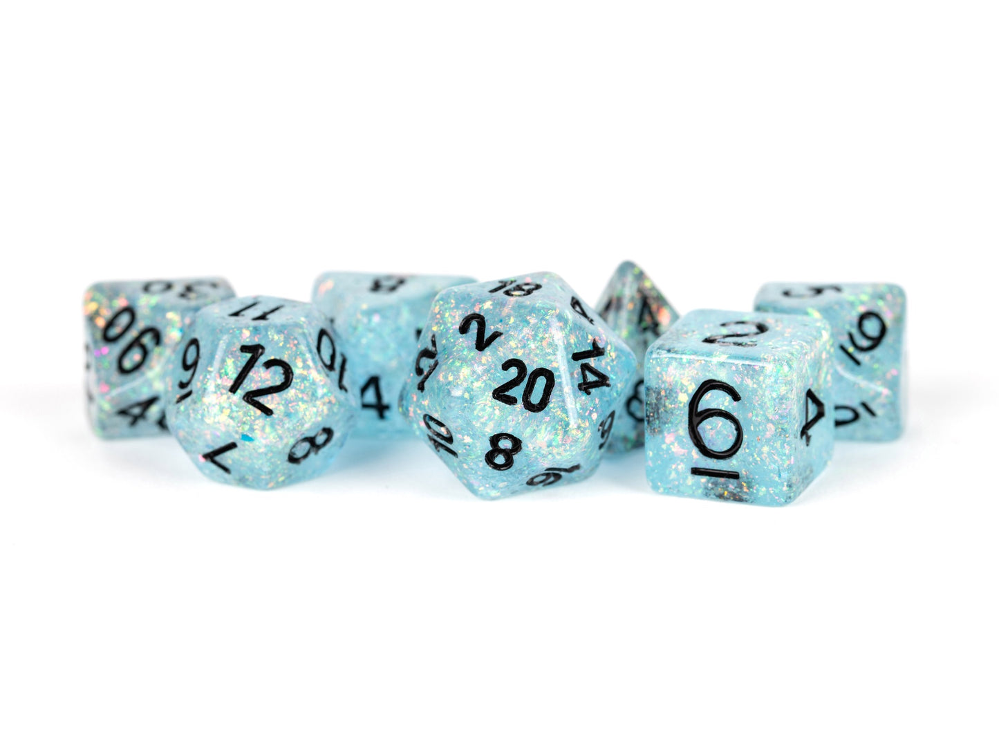Resin 7 Dice Set Flash Blue 16mm