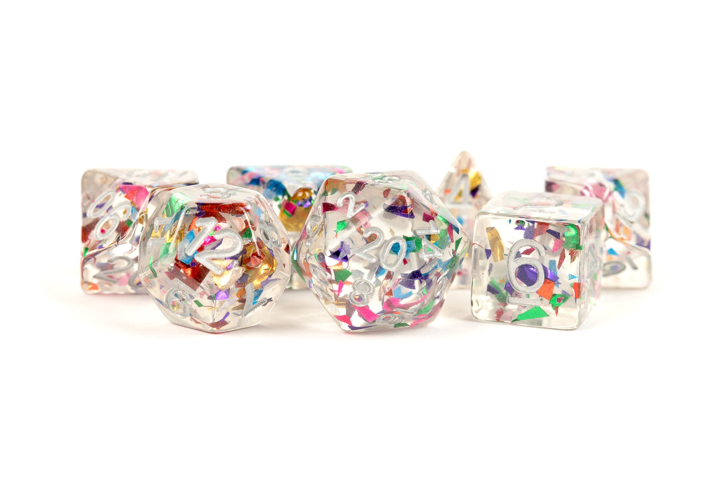 Resin 7 Dice Set Rainbow Foil 16Mm
