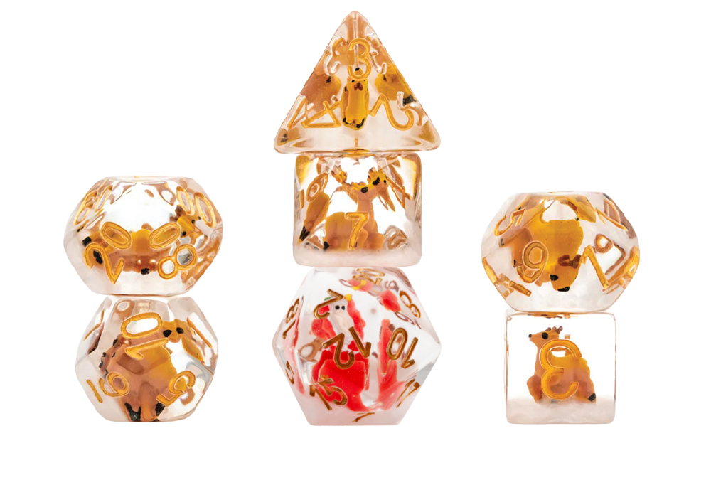 Christmas Resin 7 Dice Set Reindeer + Santa D20