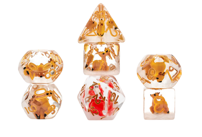 Christmas Resin 7 Dice Set Reindeer + Santa D20