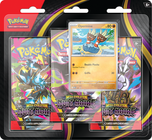 Pokemon TCG ME05 Pitch Black 3 Pack Blister (FR) (PRE ORDER)