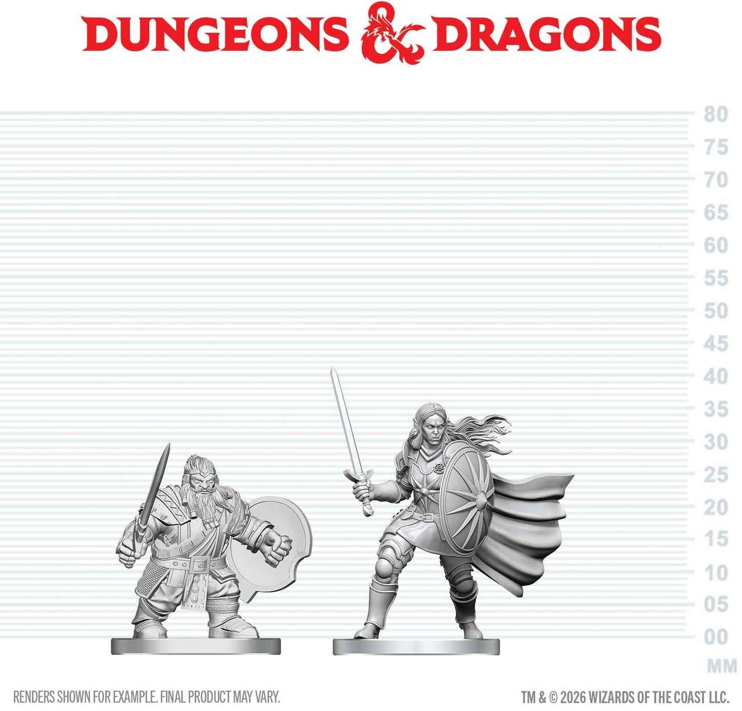 D&D Unpainted Minis Wv29 Dwarf Fighter & Orc Paladin