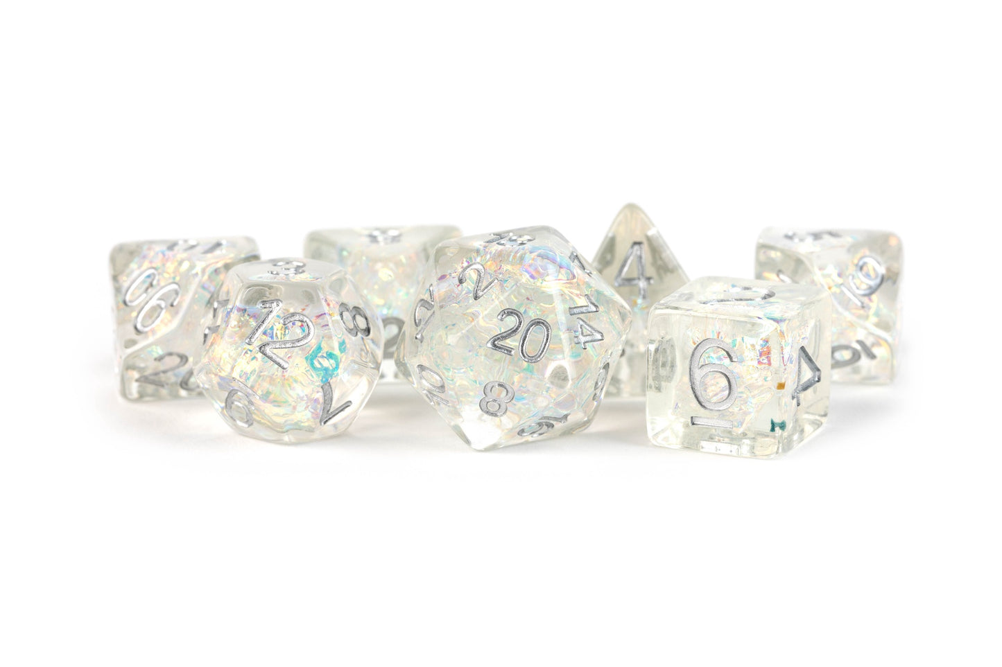 Resin 7 Dice Set Rainbow Frost Inclusion 16Mm