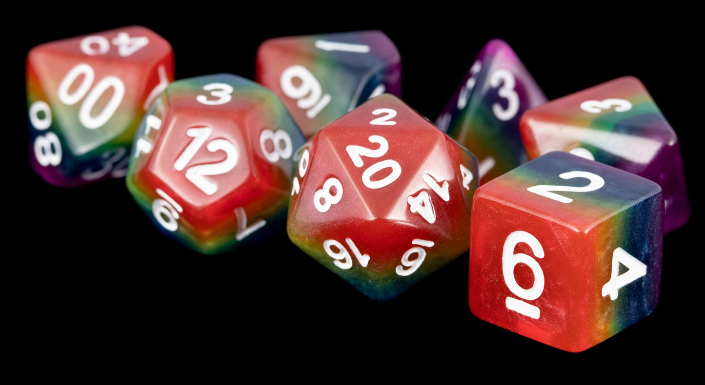 Resin 7 Dice Set Rainbow 16Mm