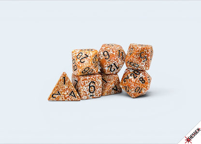 Speckled 7-die Set Polyhedral Rust