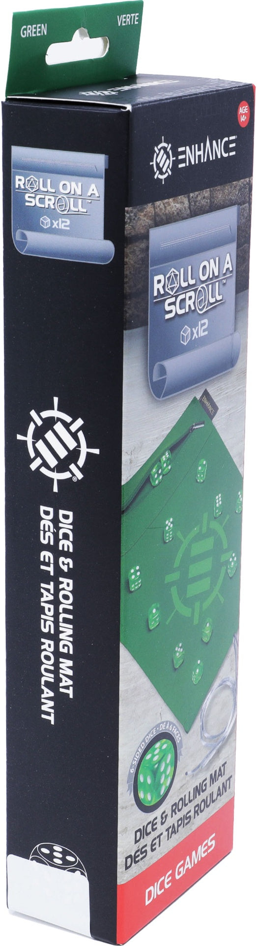 Acrylic Dice Set & Rolling Mat Green