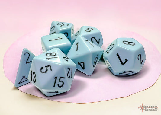 Opaque 7-die Set Polyhedral Pastel Blue/black