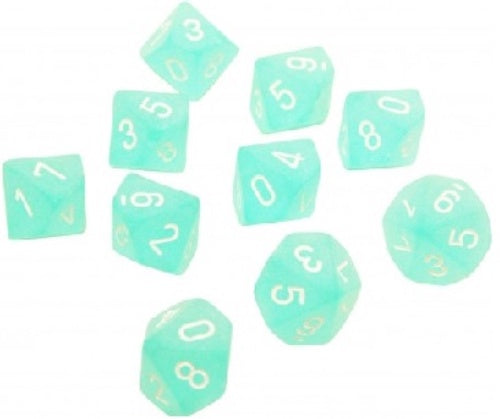 Frosted 10 * D10 Teal / White Chessex Dice (CHX27205)