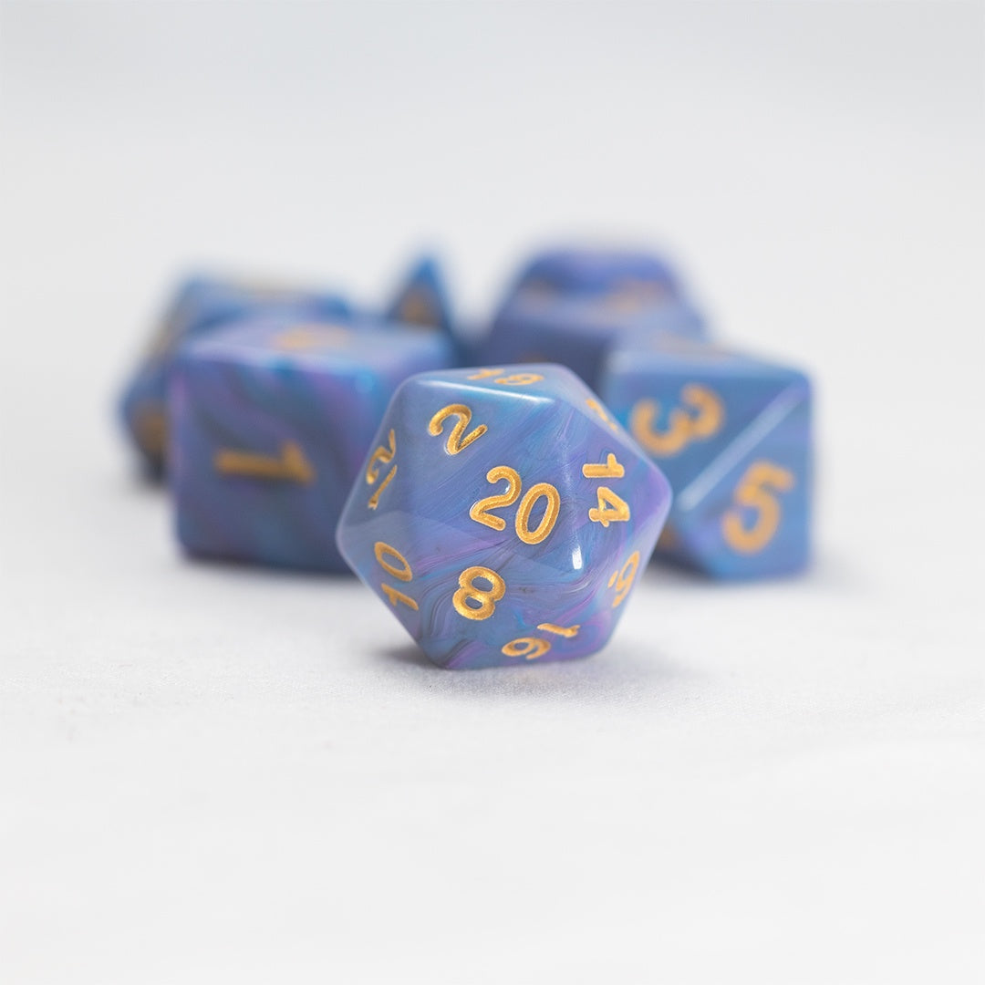 Sirius Dice Polyhedral Blue Unicorn 7-die Set