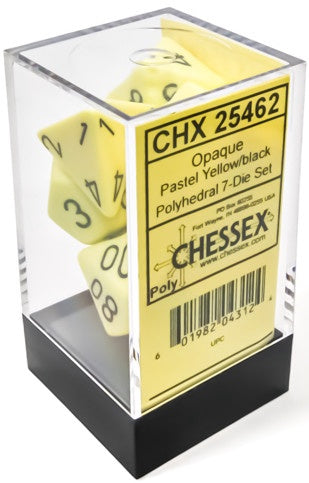 Opaque 7-die Set Polyhedral Pastel Yellow/black