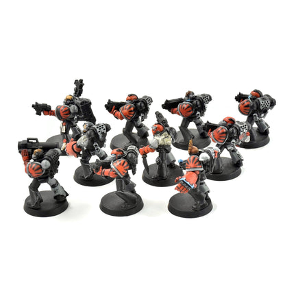 SPACE MARINES 10 Marines Converted #2 WELL PAINTED missing 1 backpack 40K