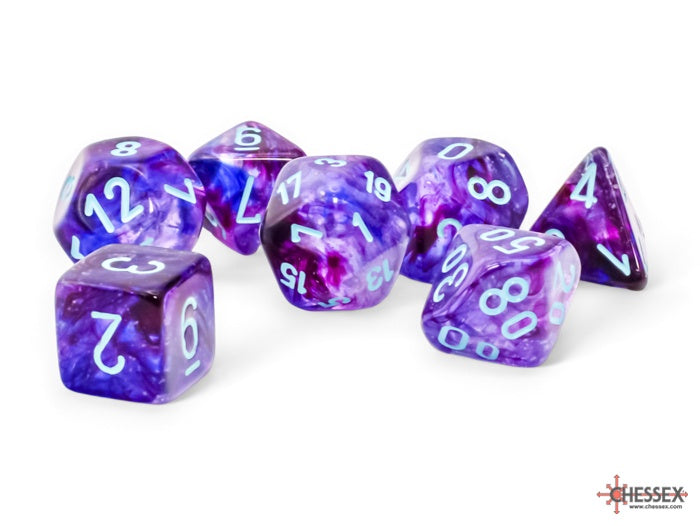 Mega-hedral 7-Die Set Nebula Nocturnal / Turquoise Chessex Dice (CHX22557)