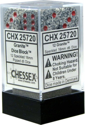 Speckled 12 * D6 Granite 16mm Chessex Dice (CHX25720)