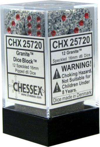 Speckled 12 * D6 Granite 16mm Chessex Dice (CHX25720)