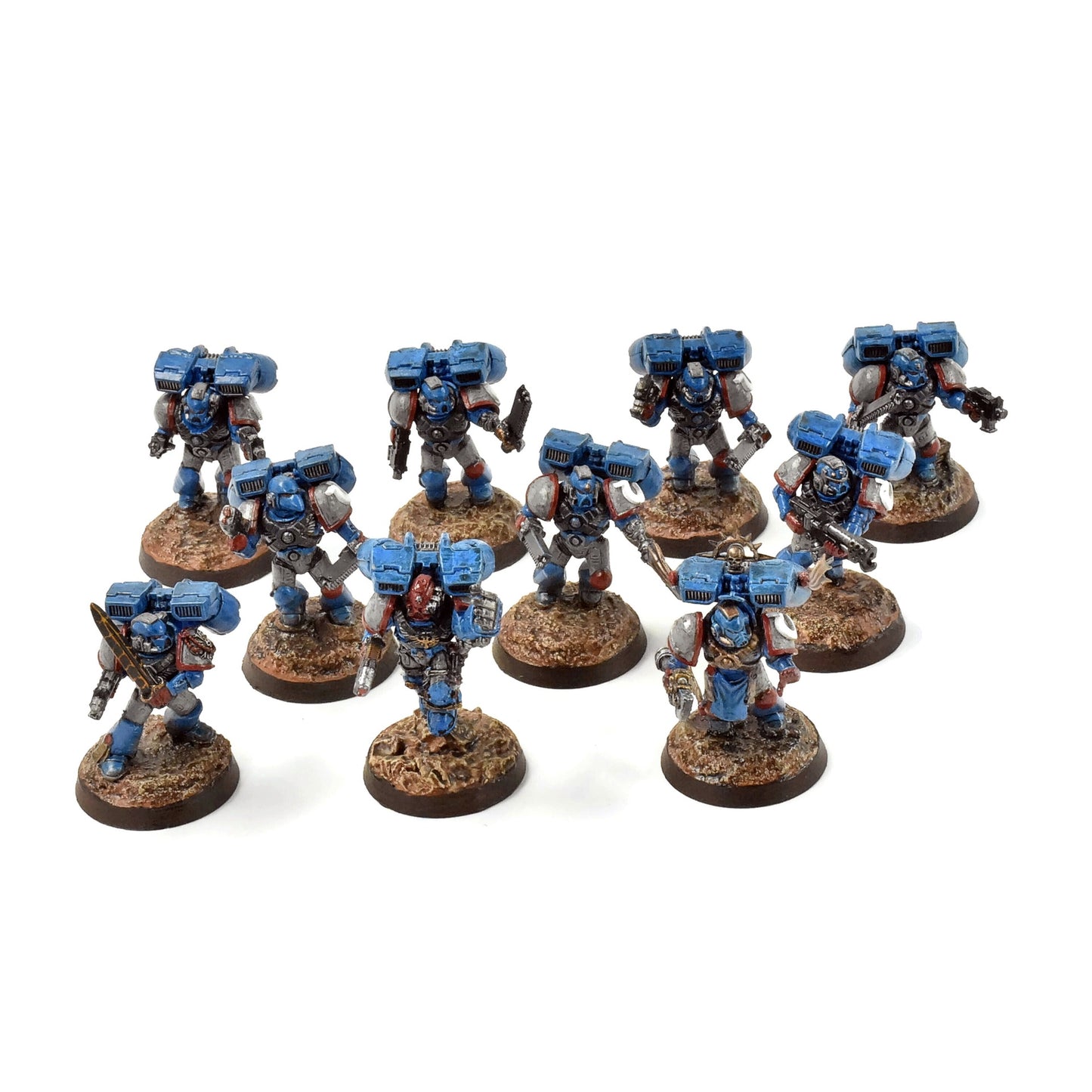 SPACE MARINES 10 Assault Marines #2 WELL PAINTED Warhammer 40K