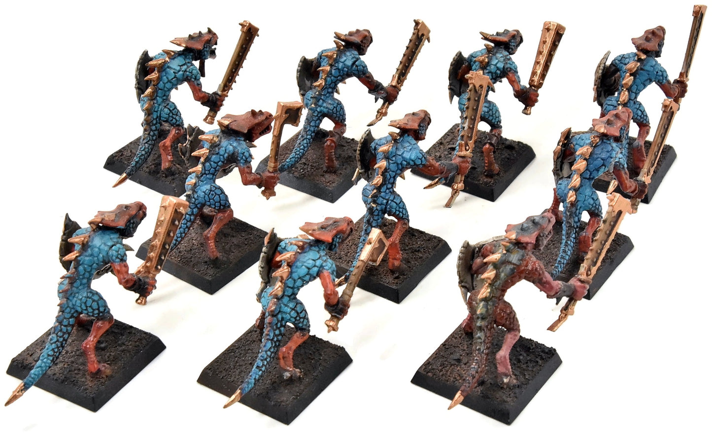 LIZARDMEN 10 Saurus Warriors #4 Warhammer Fantasy WELL PAINTED