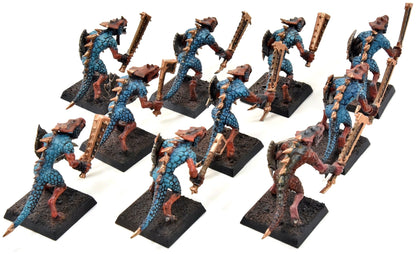 LIZARDMEN 10 Saurus Warriors #4 Warhammer Fantasy WELL PAINTED