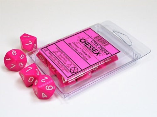 Opaque 10 * D10 Pink / White Chessex Dice (CHX25244)