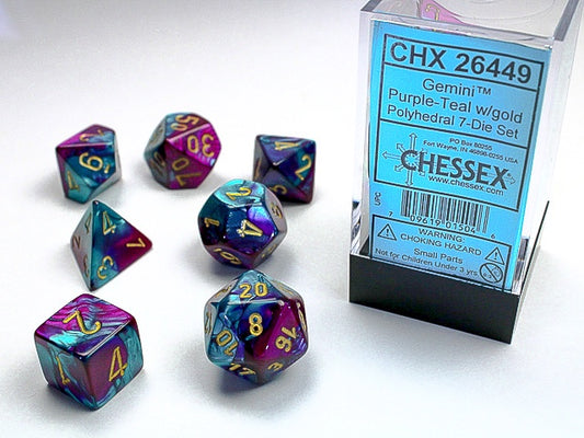Gemini 7-Die Set Purple-Teal / Gold Chessex Dice (CHX26449)